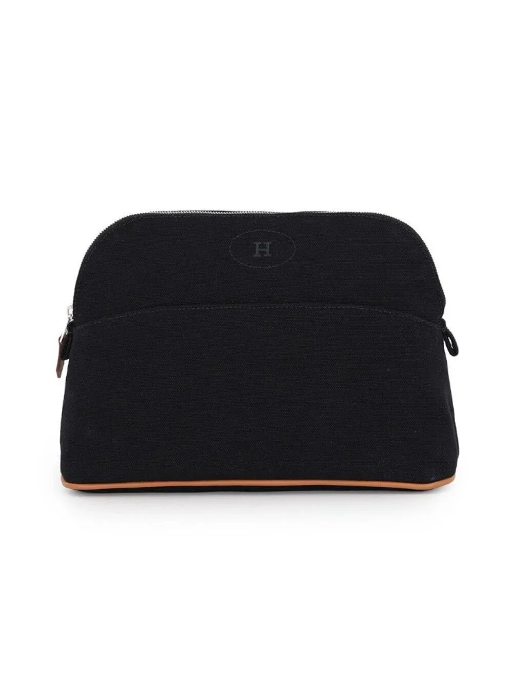 Hermes Pouch Bolide MM Black Silver Canvas Makeup Case